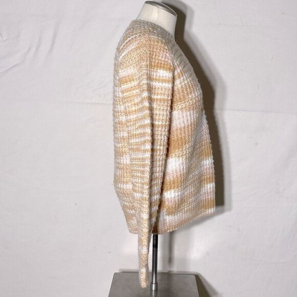 Handmade Tan Pink White Knit Crew Neck Sweater S - Picture 5 of 11